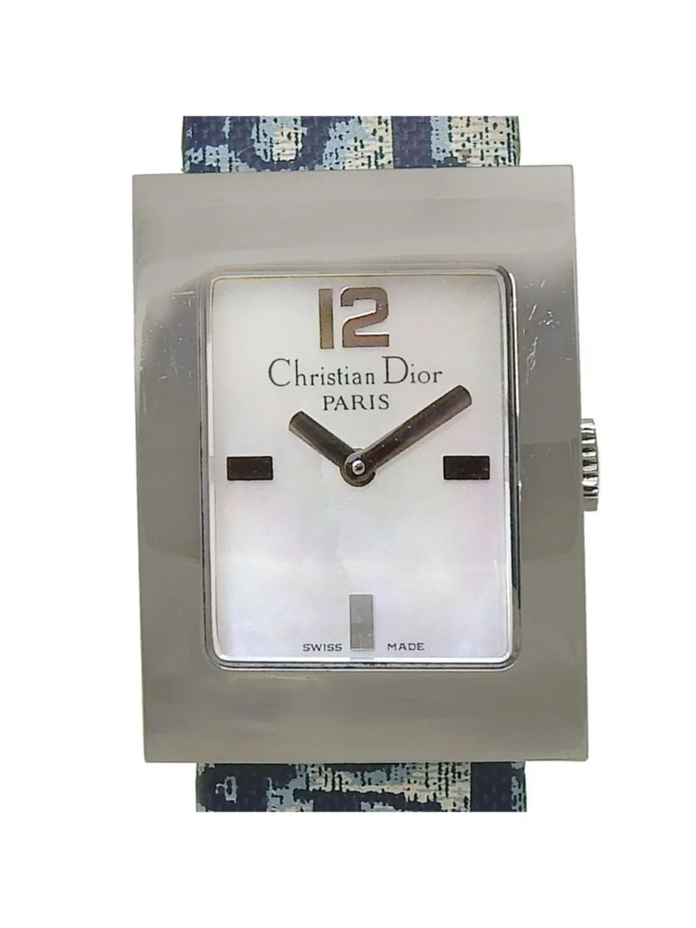 Dior Malice Stainless Steel Leather Quartz Analog Display White Shell Dial Watch